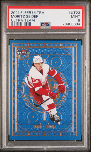 2021 Upper Deck Fleer Ultra Ultra Team Moritz Seider Ultra Team Rookie PSA 9 front