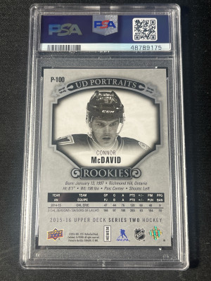 2015 UD Connor McDavid Portraits Rookie PSA 9 back