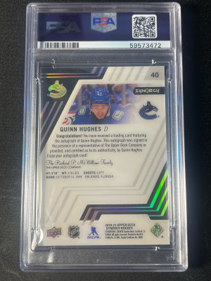 2020 Synergy Quinn Hughes Auto /21 PSA 9 back
