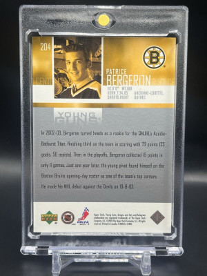 2003-04 Upper Deck Patrice Bergeron Young Guns #204 Rookie back