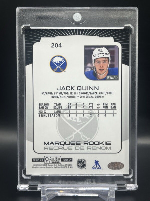 2022-23 O-Pee-Chee Platinum Jack Quinn Marquee Rookie Pond Hockey SSP #204 back