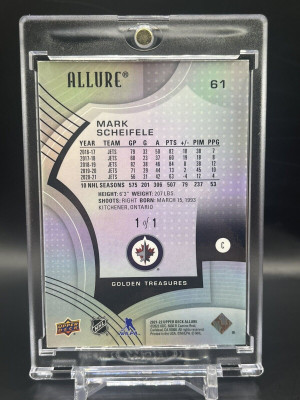 2021-22 UD Allure Mark Scheifele Golden Treasures 1/1 One Of One #61 back