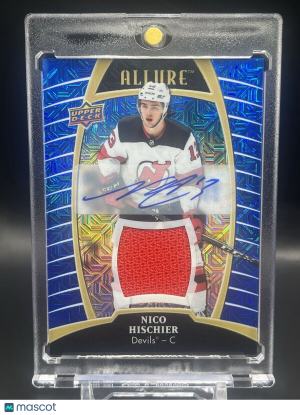 2019-20 UD Allure Nico Hischier Blue Line Auto Jersey 13/35 Jersey Numbered 1/1 front