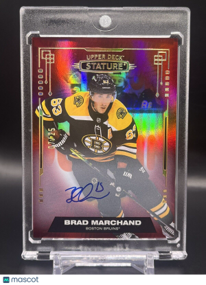 2021-22 UD Stature Brad Marchand Red Auto /25 #15 front