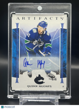 2022-23 UD Artifacts Quinn Hughes Auto Black /5 #37 front