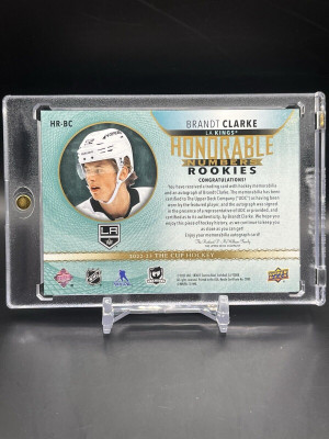 2022-23 UD The Cup Brandt Clarke Honorable Numbers 91/92 Patch Auto Rookie back