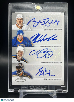 2013-14 Panini Contenders Fours Brett Hull Chris Pronger Dale Hawerchuk Auto HOF front