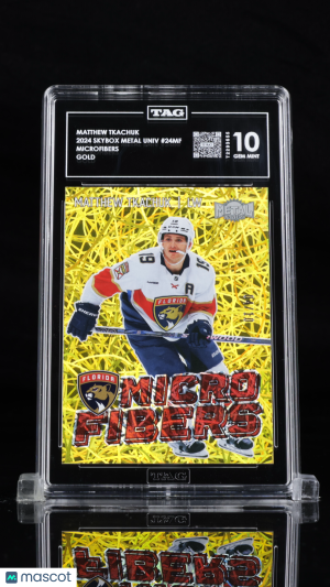 2024 SkyBox Metal Universe Matthew Tkachuk #24MF Microfibers Gold 04/10 TAG 10 front
