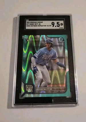 2022 bowman chrome bobby witt jr. RC Aqua raywave Refractor /199 royals front