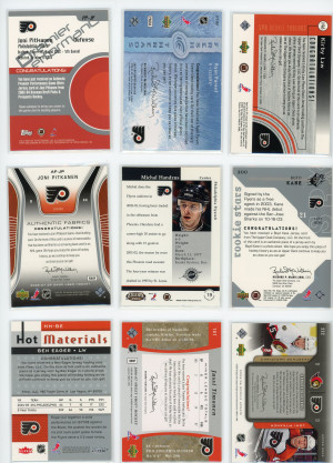 Philadelphia Flyers 9 Card Memorabilia Lot back
