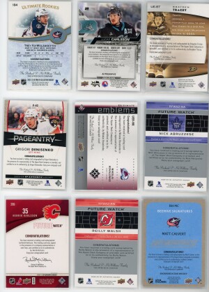 Hockey Autograph Lot of 9 Cards back