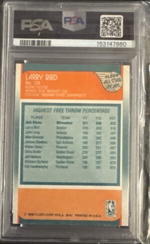 1988 Fleer Larry Bird All Star PSA 9 back