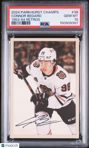 2024 Upper Deck Parkhurst Champions 1953-54 Retros Connor Bedard #38 PSA 10 front