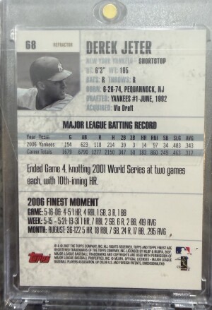 2007 Topps Finest Derek Jeter Refractor back