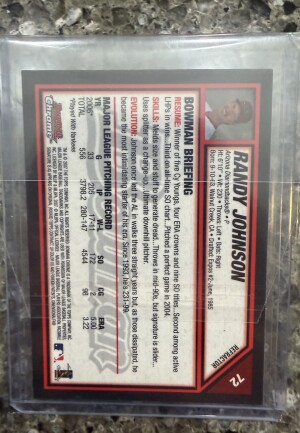 2007 Bowman Chrome Randy Johnson Refeactor back