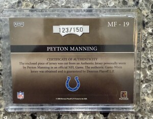 2006 Playoff Marks Of The Game Peyton Manning /150 Game Used back