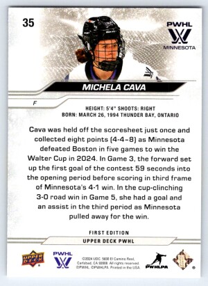 2024 Upper Deck PWHL First Edition Michela Cava #35 back