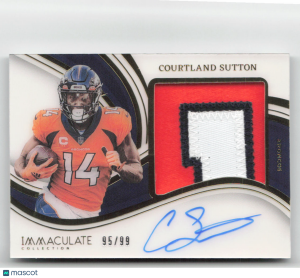 23 #PP-CSU Courtland Sutton Immaculate  Premium  Patch Auto  #95/99 front