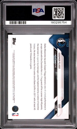 2025 Topps Now Cooper Flagg #150 PSA 10 back