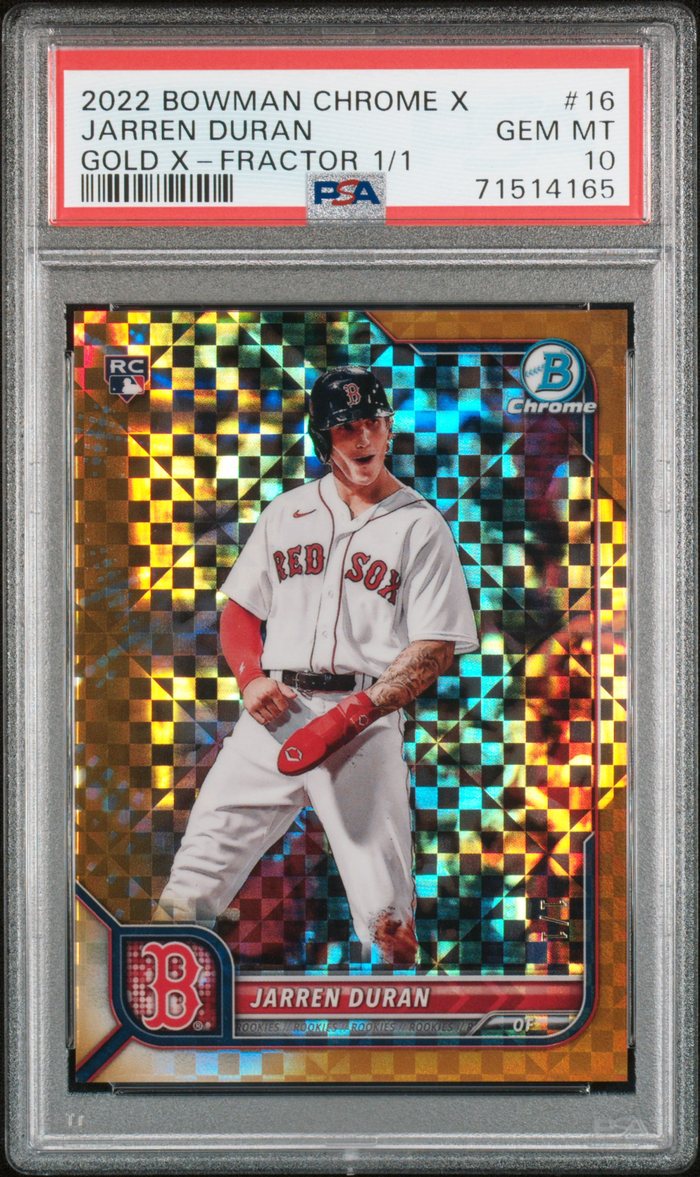 2022 Bowman Chrome Jarren Duran Gold X-Fractor 1/1 PSA 10