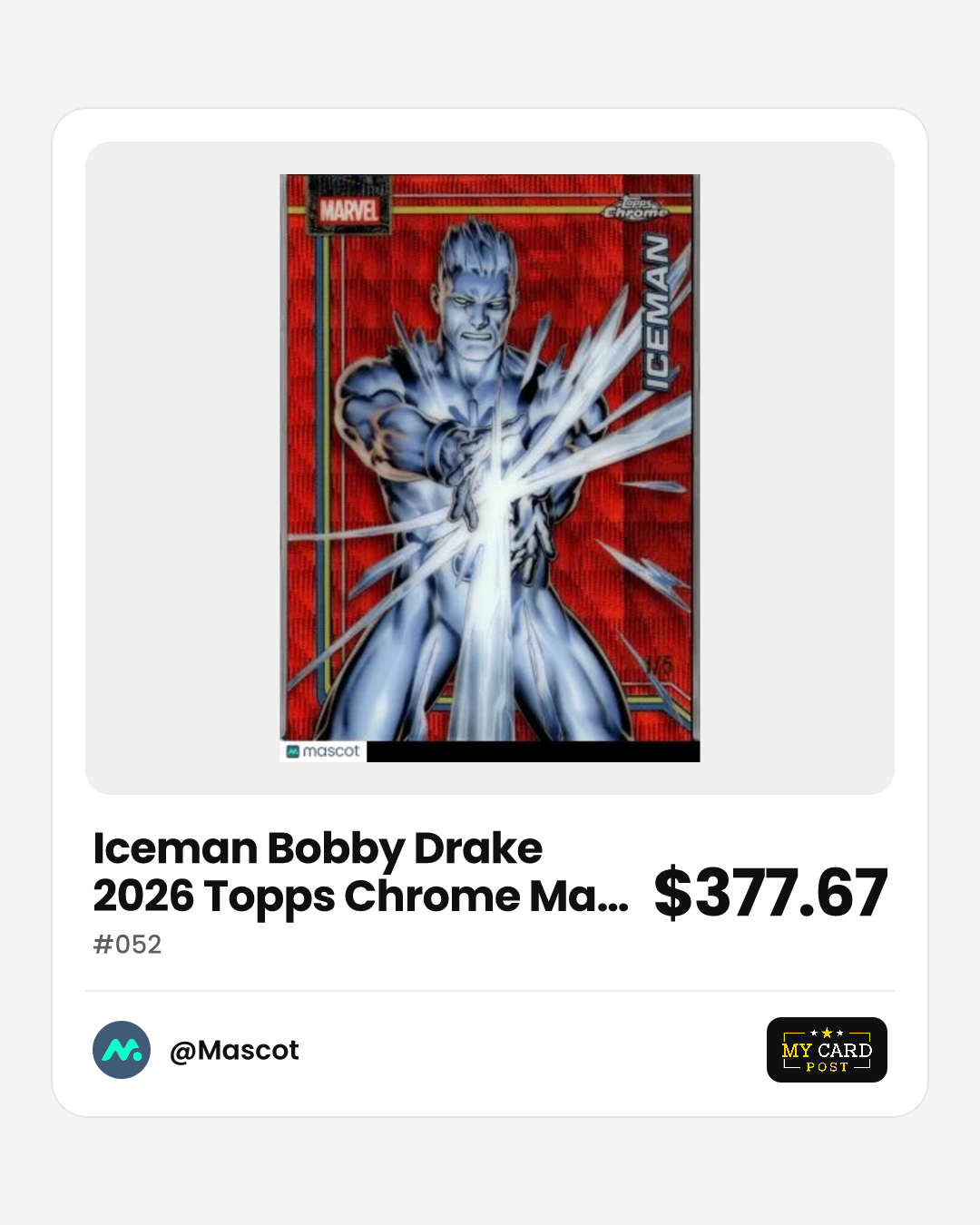 Iceman Bobby Drake 2026 Topps Chrome Marvel Red Wave Refractor